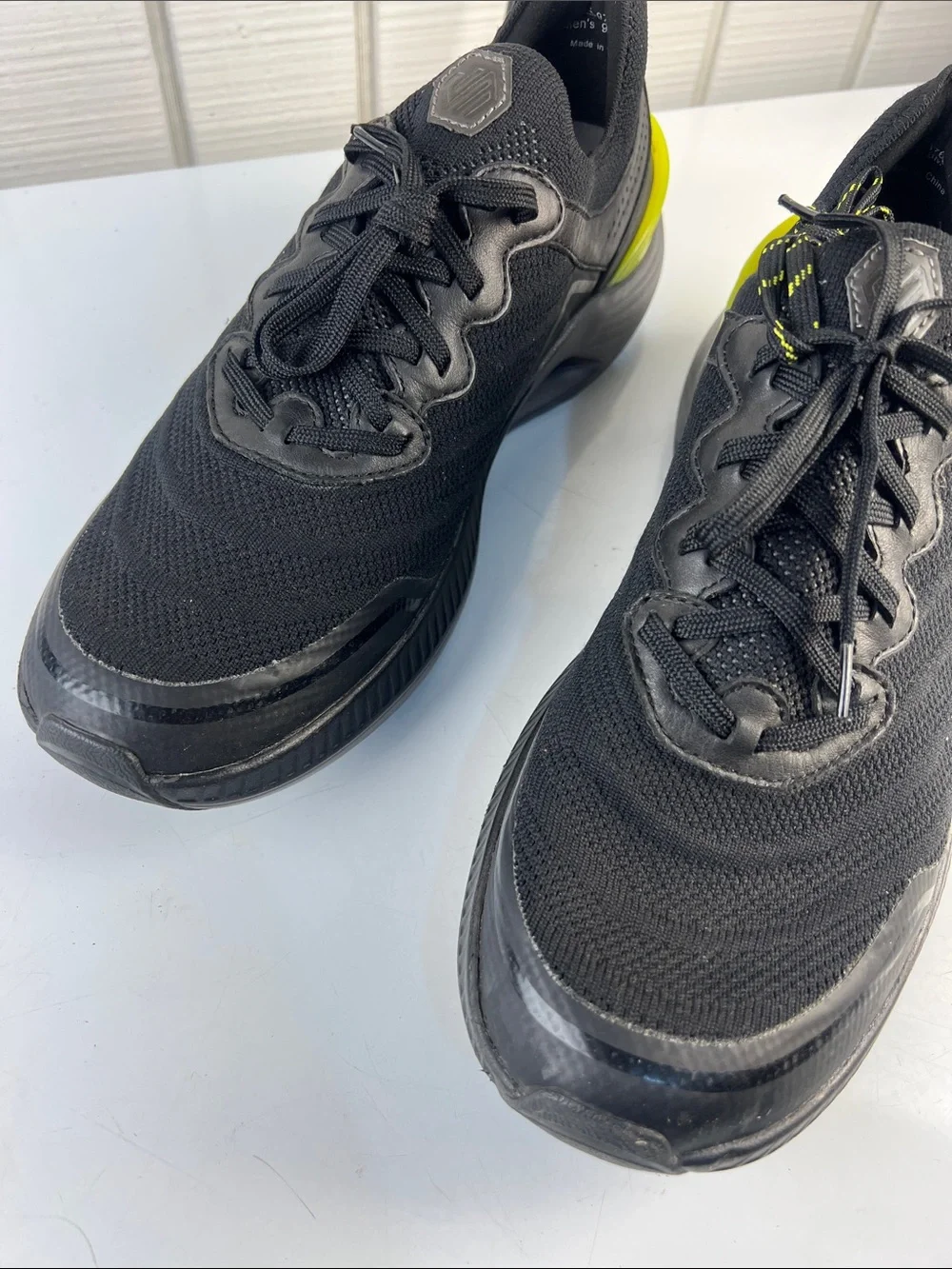 Johnston & Murphy Black Sneakers with Yellow Heel Accent